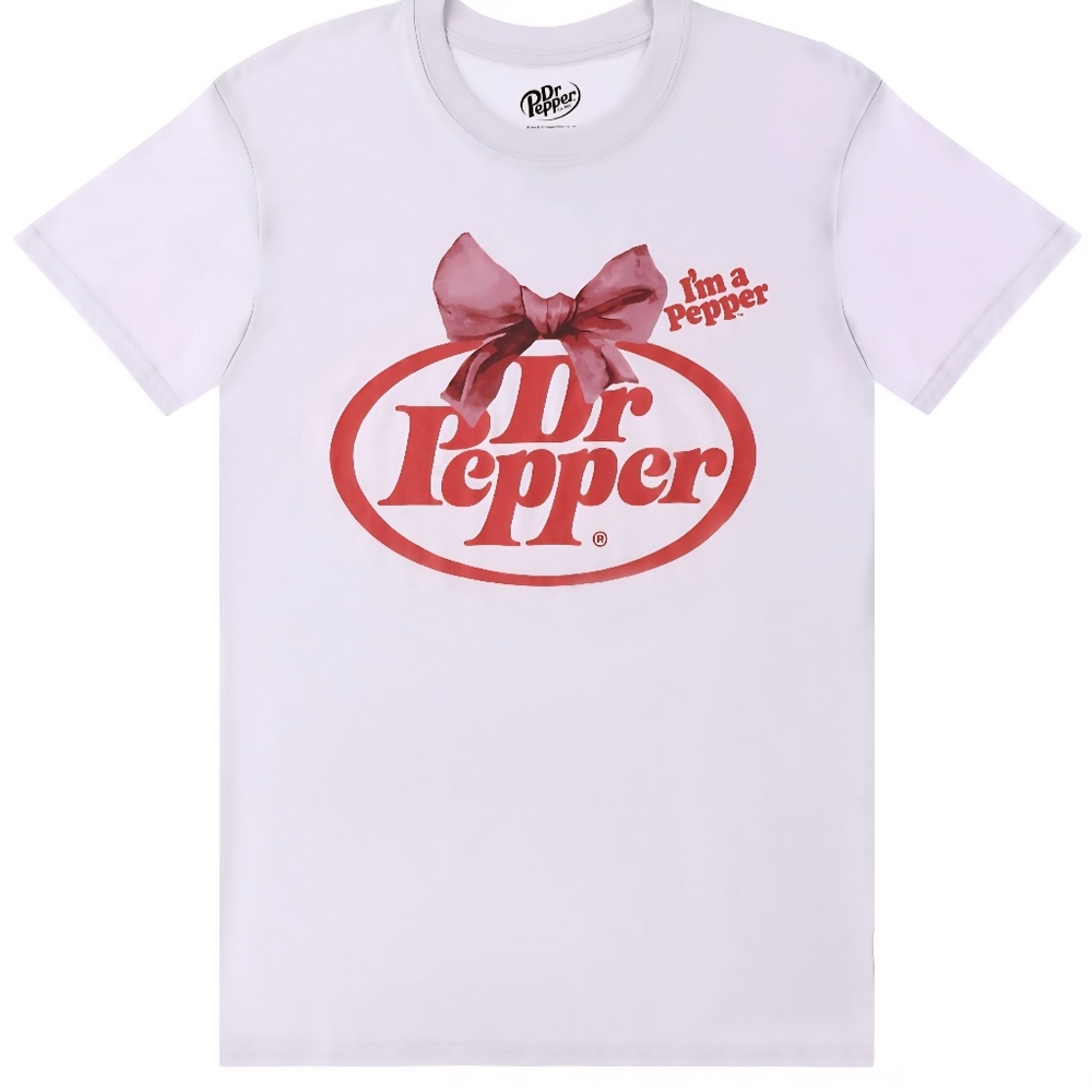 Dr Pepper T-Shirt For Women With Pretty Bow Large Light Purple/Lavender